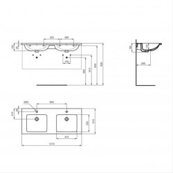 Ideal Standard i.life B Wall Hung 120cm 2 Drawer Natural Oak Vanity Unit