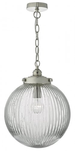 Dar Tamara 1 Light Pendant Satin Nickel / Clear