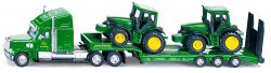 Siku Truck Low-Loader With 2 John Deere Tractors - Diecast Scale 1:87 - 1837
