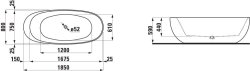 Laufen Alessi 1850mm Freestanding Solid Surface Bath with Overflow - Matt Cafe