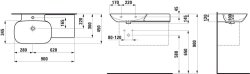 Laufen Ino White 900 x 450mm Basin with Right Hand Shelf - 1 Tap Hole