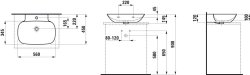 Laufen Ino White 560 x 450mm Ground Basin - One Tap Hole