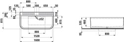 Laufen Sonar 1600mm Back to Wall Bath