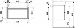 Laufen Space 735mm Two Drawer Vanity Unit - Dark Elm