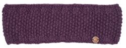 Fleece lined pure wool - moss stitch - headband - grape