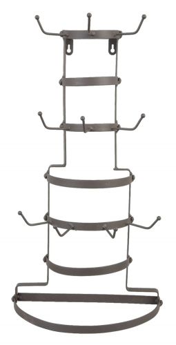 Wall Mounted Brown Metal Large Mug Tree 