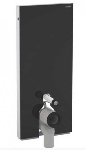 Geberit Monolith Black Glass 114cm Sanitary Module For Floor Standing WC with Straight Connector