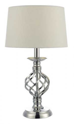 Dar Iffley Touch Table Lamp Polished Chrome w/Ivory Shade Small
