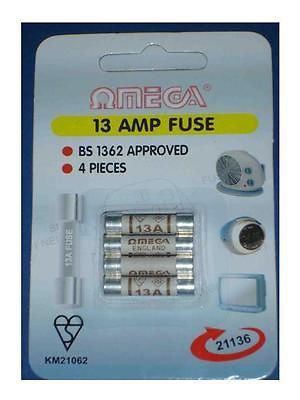 Omega 21136 Mains Electrical Safety Plug Fuses UK 13 Amp Pack of 4