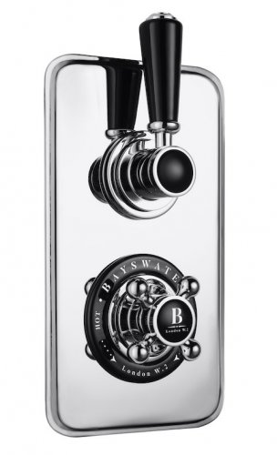 Bayswater Black & Chrome Twin Concealed Valve with Diverter
