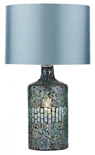 Dar Guru Table Lamp Blue Mosaic Dual Source with Shade