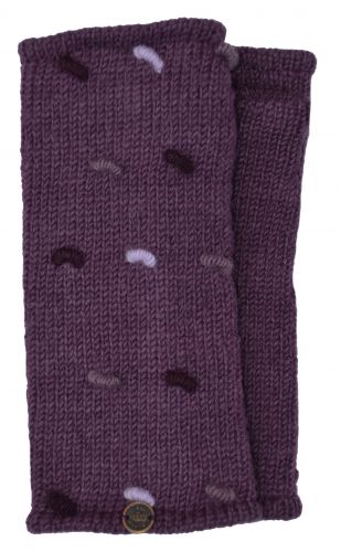 Fleece lined wristwarmers - french knot - Grape