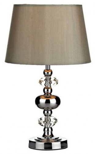 Dar Edith Touch Table Lamp Polished Chrome with Shade