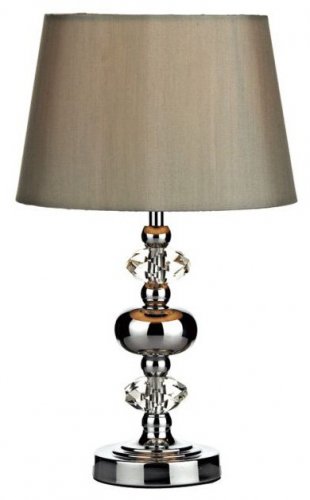 Dar Edith Touch Table Lamp Polished Chrome with Shade