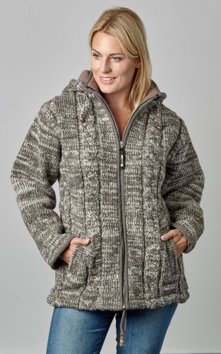 Ultrawarm - detachable hood - cable jacket - Brown