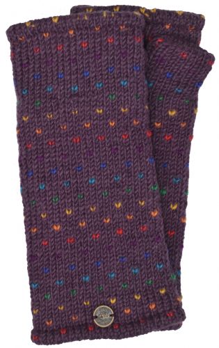 Fleece lined wristwarmer - rainbow tick - Grape