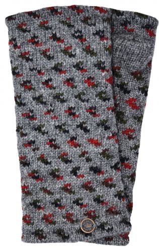 Fleece lined wristwarmer - wings - grey/red/green