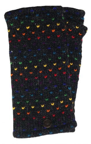 Fleece lined wristwarmer - rainbow tick - Charcoal