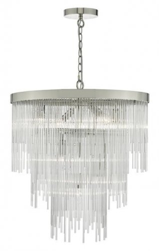 Dar Isla 7 Light Pendant Polished Chrome & Clear Glass Rods