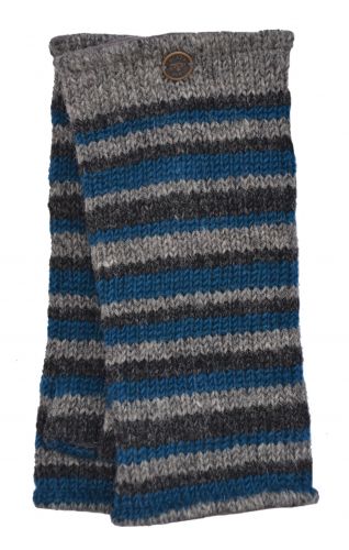 Fleece lined - Random Stripe - Wristwarmer  - Natural/Teal
