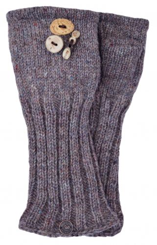 Fleece lined wristwarmer - fruit button - Pale heather