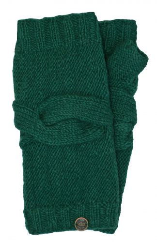 NAYA - pure wool - cable twist - wristwarmer - emerald