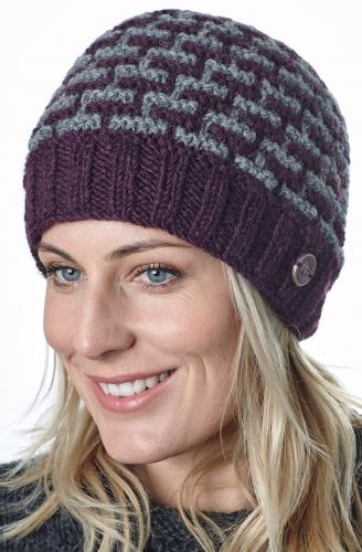 Pure Wool - Ladder Beanie - Aubergine