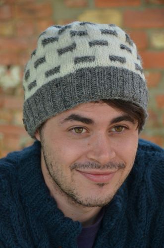 NAYA pure wool - breeze beanie - mid grey/white
