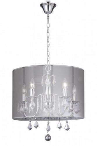 Searchlight Venetian-5Lt Ceiling, Chrome, Clear Crystal Glass, Silver Shade