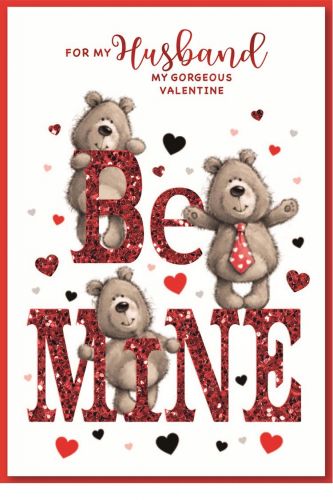 Valentine's Day Card - Husband Bears Be Mine Glitter - Simon Elvin