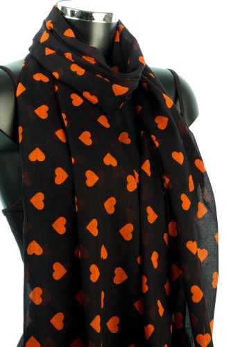 Cotton Heart Print Scarf