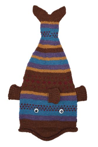 Pure Wool Hand knit - short tailed fish - Patterned 5