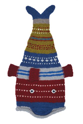 Pure Wool Hand knit - short tailed fish - Patterned 10