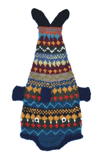 Pure Wool Hand knit - short tailed fish - Patterned 11