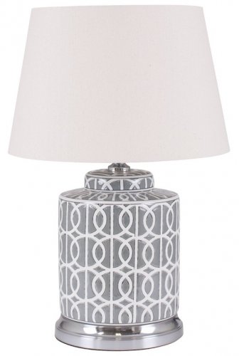 Pacific Lifestyle Aris Grey and White Geo Pattern Table Lamp