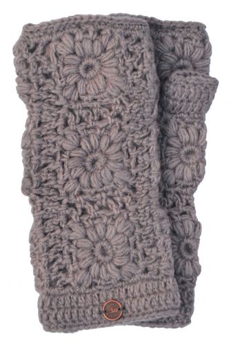 Fleece lined wristwarmer - crochet - Blush Haze