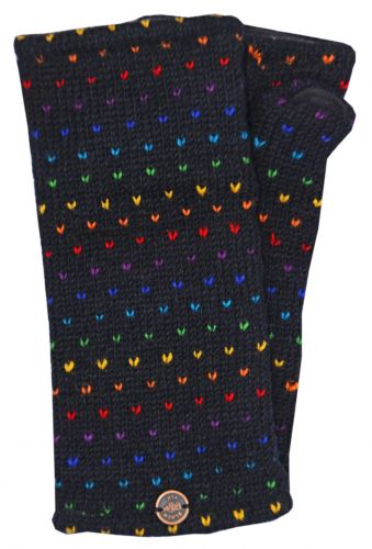 Fleece lined wristwarmer - rainbow tick - Black