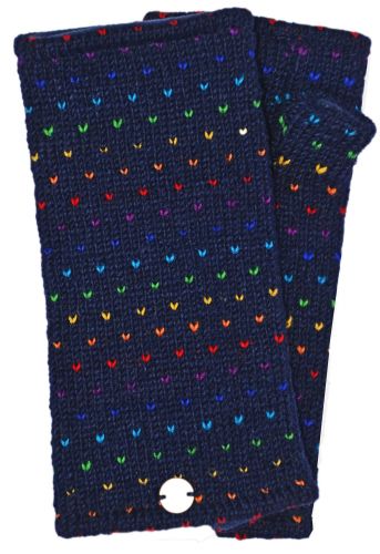 Fleece lined wristwarmer - rainbow tick - Dark Blue