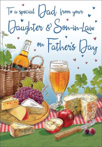 Father's Day Card - Dad From your Daughter & Son in Law - Wine & Cheese - Regal