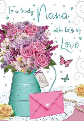 Birthday Card - Nana Roses - Glitter - Regal