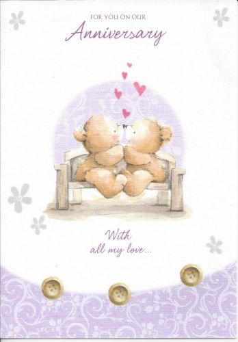 Our Wedding Anniversary Purple Teddy Bear Card