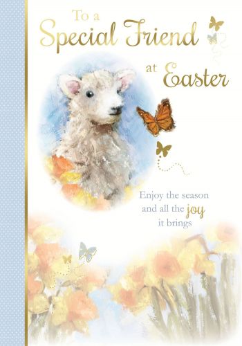 Easter Card - Special Friend - Lamb Sheep - Blue