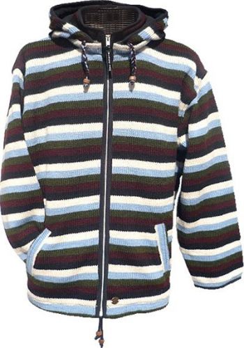 Lighter weight - detachable hood - striped jacket - Blue/Green