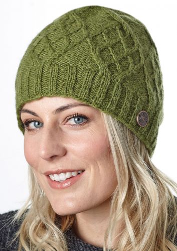 Trellis Diamond Beanie - pure wool - Green