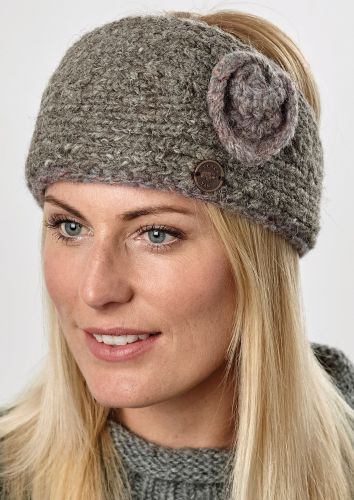 Pure wool - fleece lined - swirl - headband - heather moor