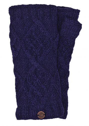 Fleece Lined - Wristwarmers - Trellis Diamond - Dark Blue