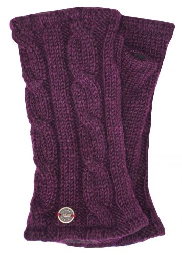 Fleece lined wristwarmer - Cable - Aubergine