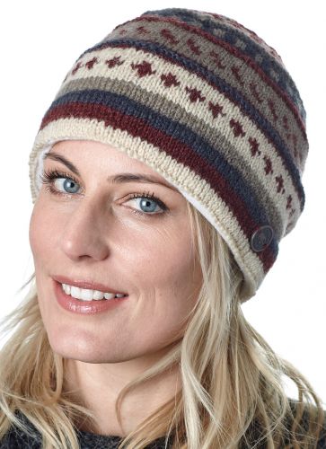NAYA - Pattern Beanie - pure wool - smokey