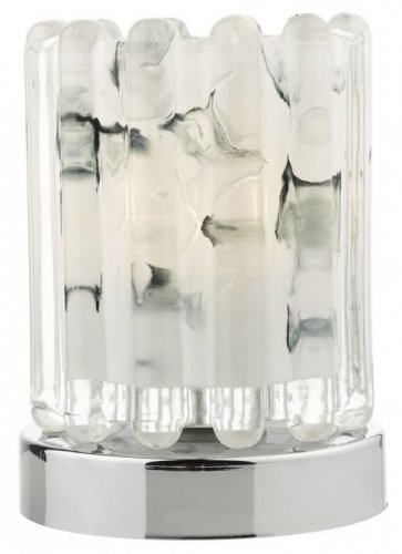 Dar Elf Touch Table Lamp Polished Chrome with Ribbed Glass