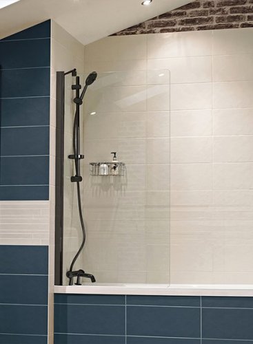Roman Lumin8 Frameless Fixed Bath Screen - Black